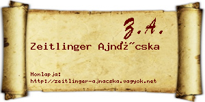 Zeitlinger Ajnácska névjegykártya